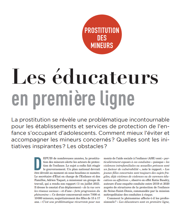 Prostitution des mineurs : les éducateurs en première ligne