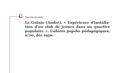 Archive : Les Réglisses dans le Cahier Psycho Pédagogiques en 1956