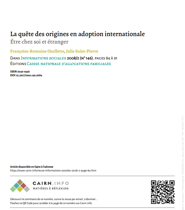 La quête des origines en adoption internationale
