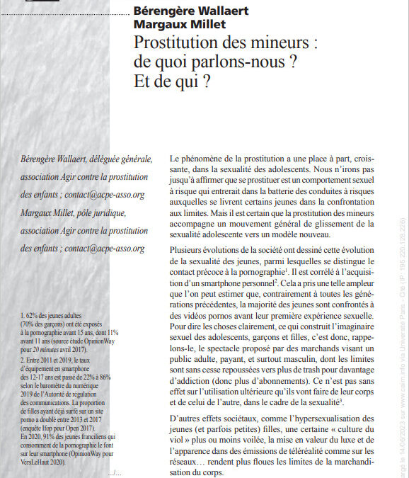 Prostitution des mineurs : de quoi parlons-nous ? Et de qui ?