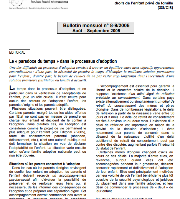 Le « paradoxe du temps » dans le processus d’adoption