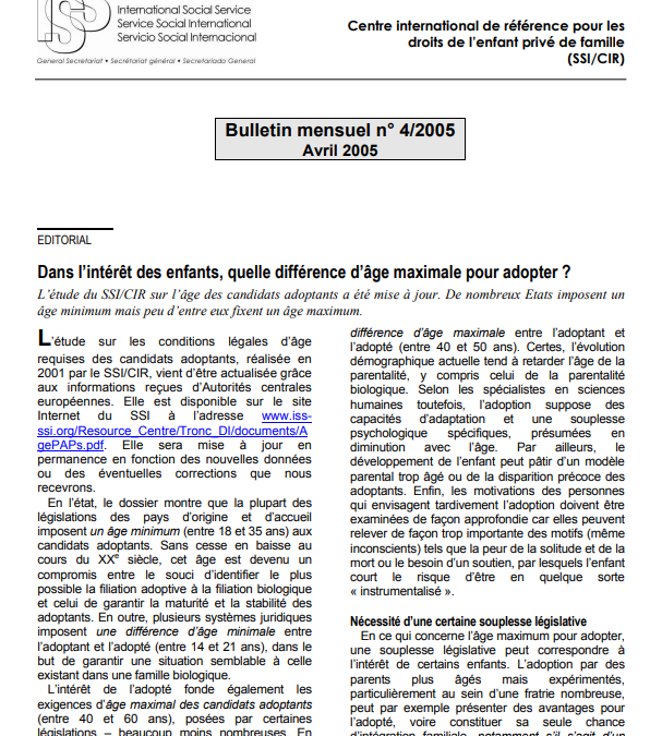 Dans l’intérêt des enfants, quelle différence d’âge maximale pour adopter ?