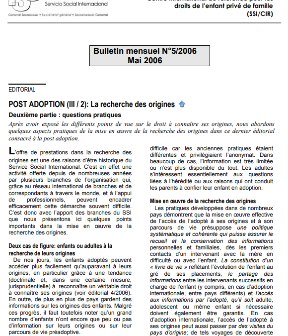 POST ADOPTION (III / 2): La recherche des origines Deuxième partie : questions pratiques