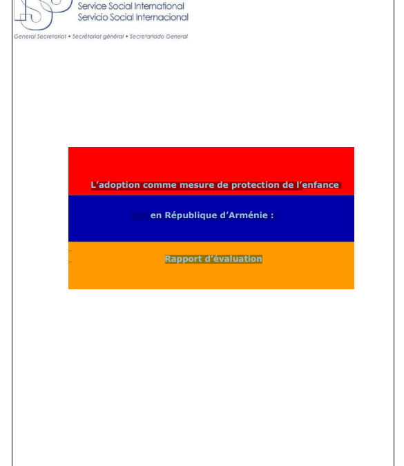 L’adoption comme mesure de protection de l’enfance en République d’Arménie : Rapport d’évaluation