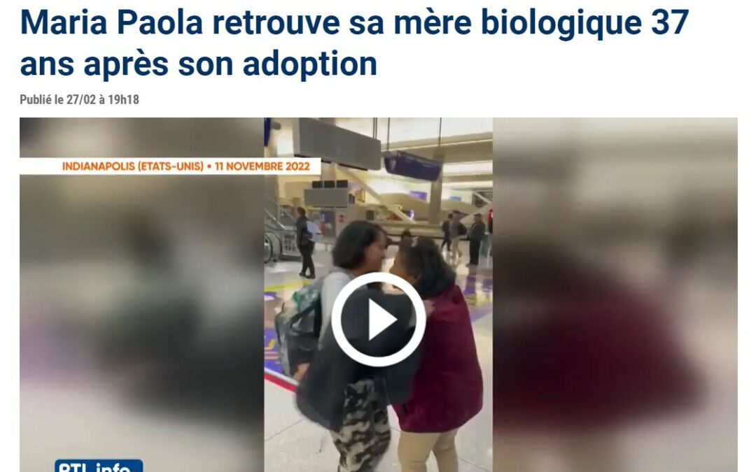 Maria Paola retrouve sa mère biologique 37 ans après son adoption