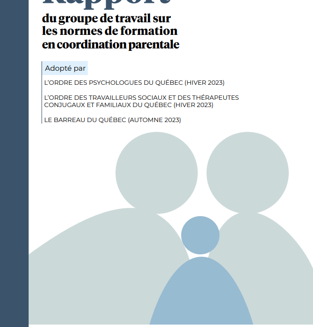 Rapport du groupe de travail sur les normes de formation en coordination parentale