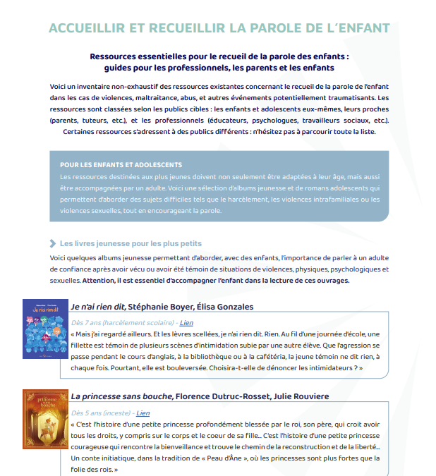 Accueillir et recueillir la parole de l&rsquo;enfant