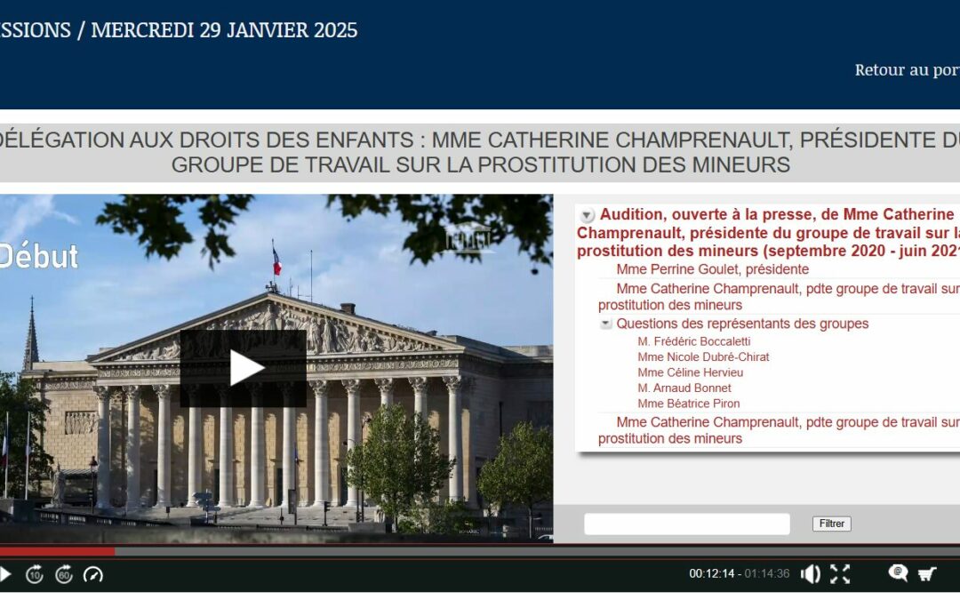 Délégation aux droits des enfants : Audition de Catherine Champrenault, présidente du groupe de travail sur la prostitution des mineurs