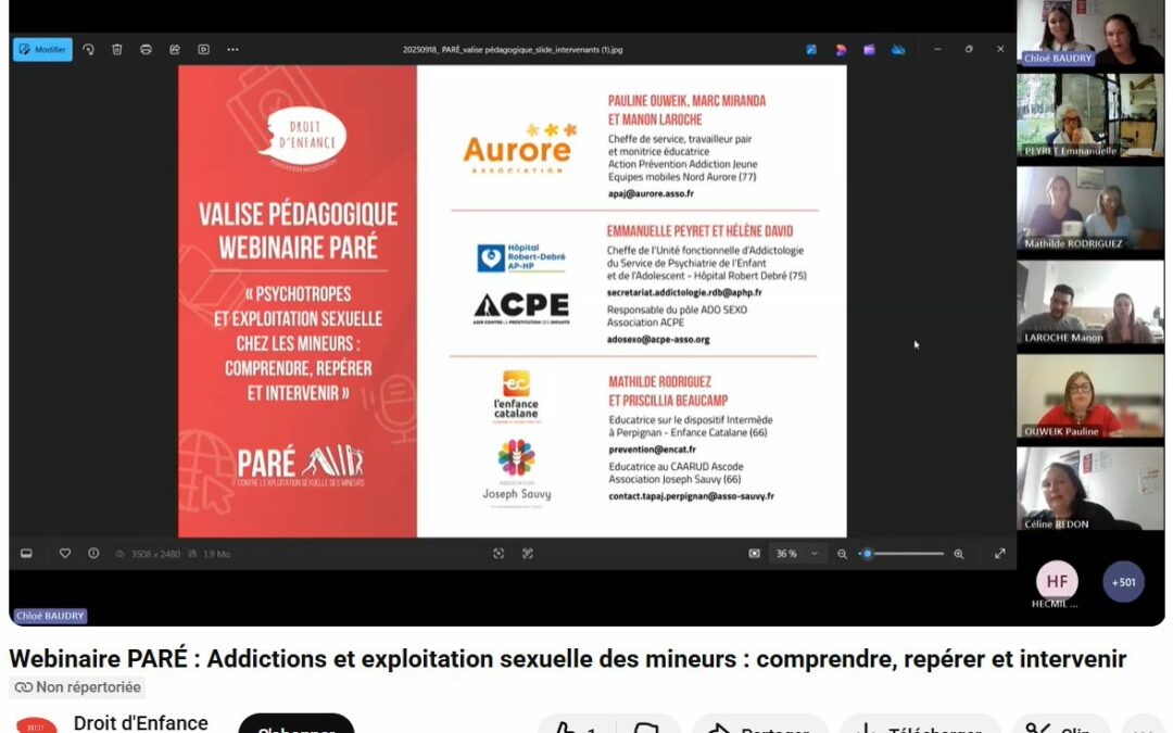 [Replay] Webinaire PARÉ : Addictions et exploitation sexuelle des mineurs : comprendre, repérer et intervenir