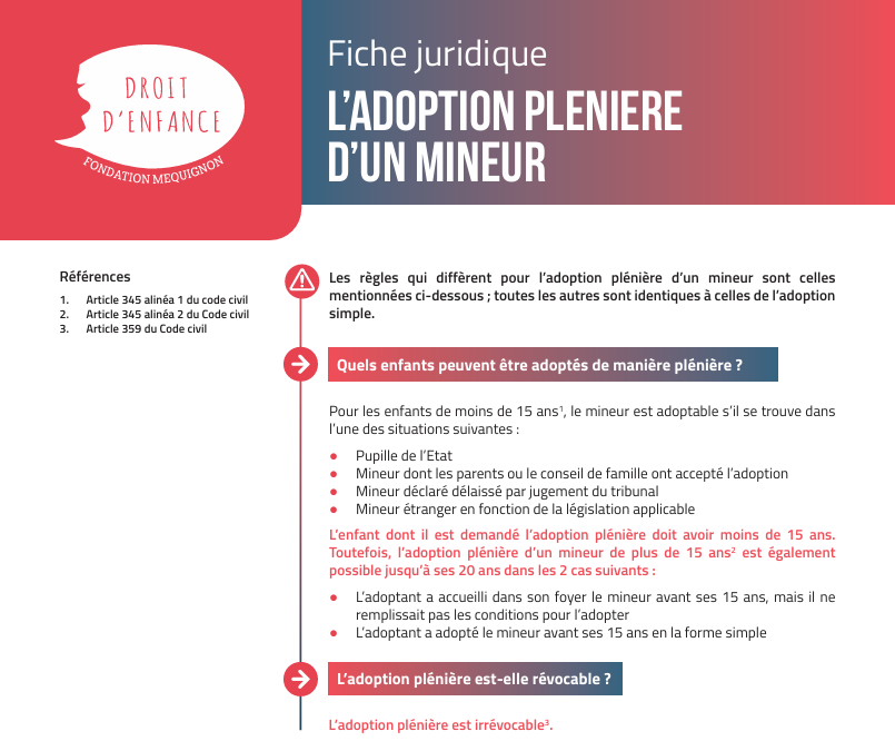 Fiche juridique – Adoption simple d&rsquo;un mineur